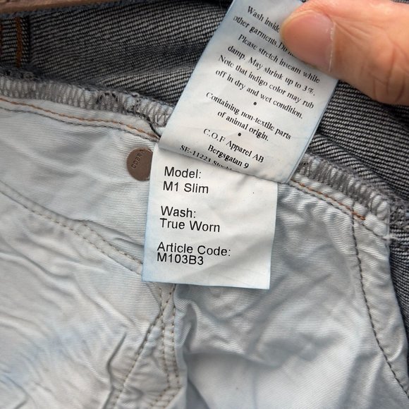 NEW C.O.F. STUDIO Mens M1 Slim True Worn Wash Blue Jeans Size 38 NWT 0042 - Picture 10 of 14